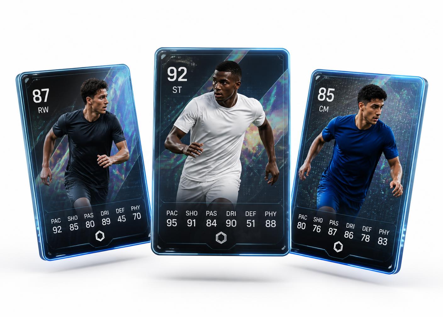 Premium digital football collectible cards with player stats