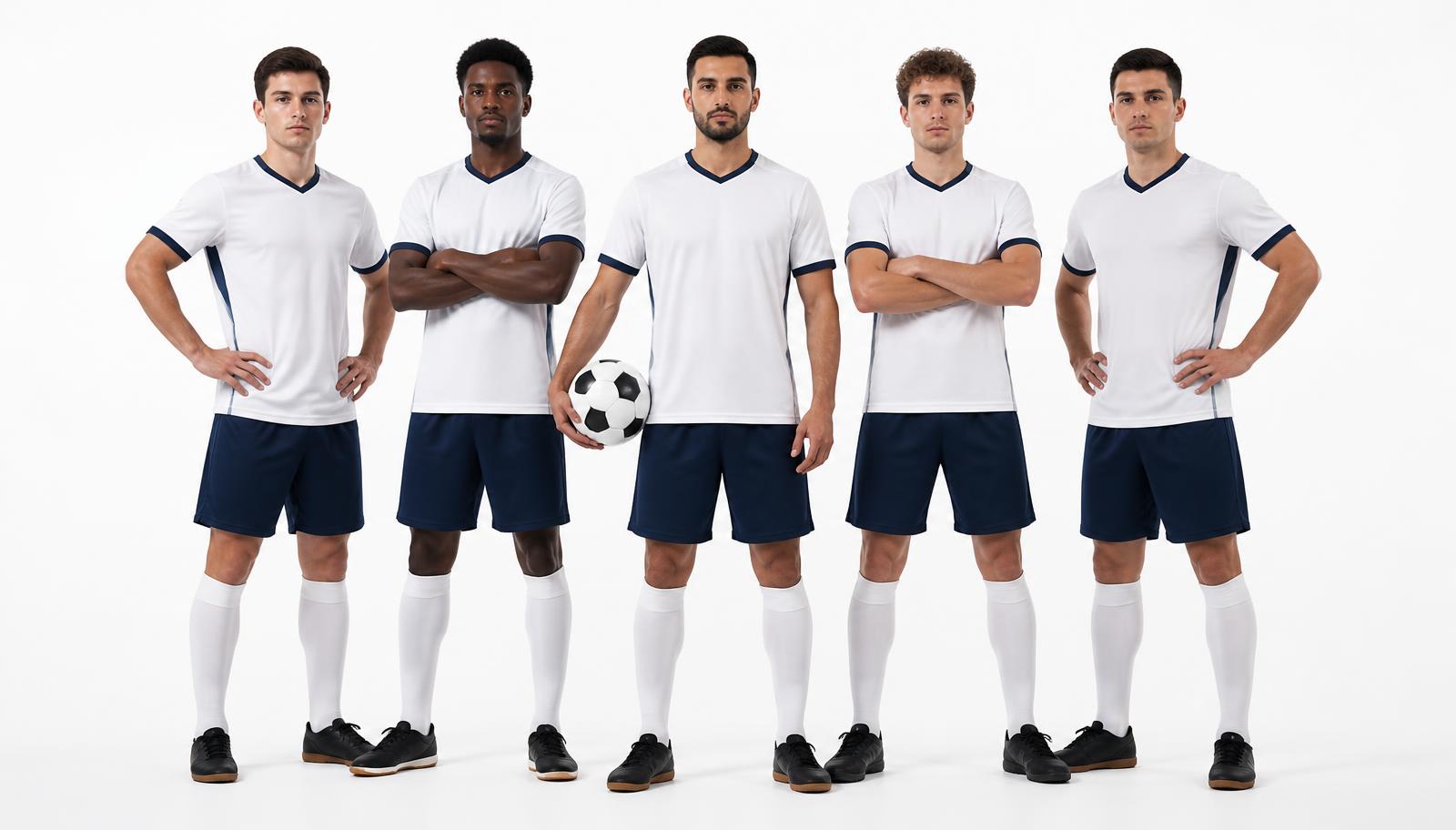 Five-a-side football squad lined up together